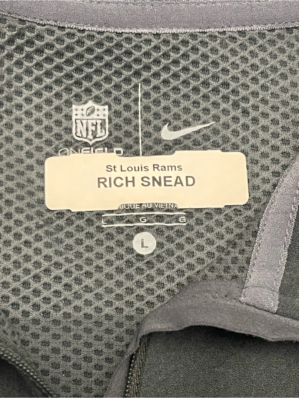 Nike St. Louis Rams Rich Snead gray & black quarter zip polo shirt